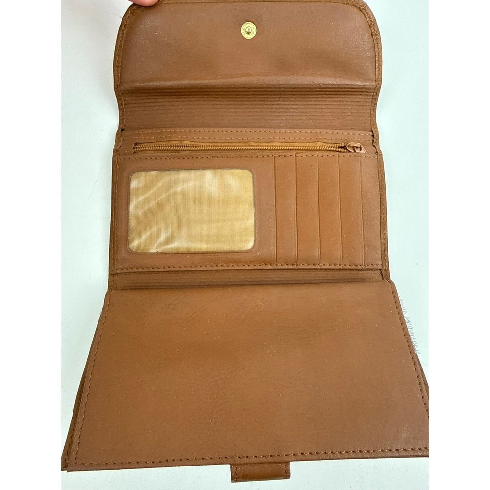 Rolfs Vintage Cognac Brown Leather Trifold Clutch Wallet - Picture 3 of 5